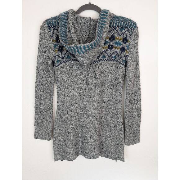 Royal Robbins Sweater Fair Isle Floral Chunky Knit Boho Wool Gray Blue Size S - Picture 4 of 10
